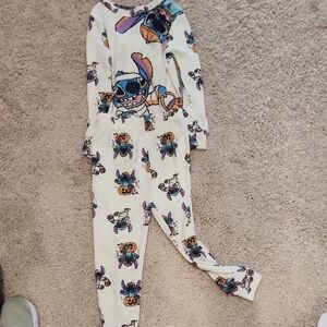 Kids White Halloween Stitch Print Pajama Set